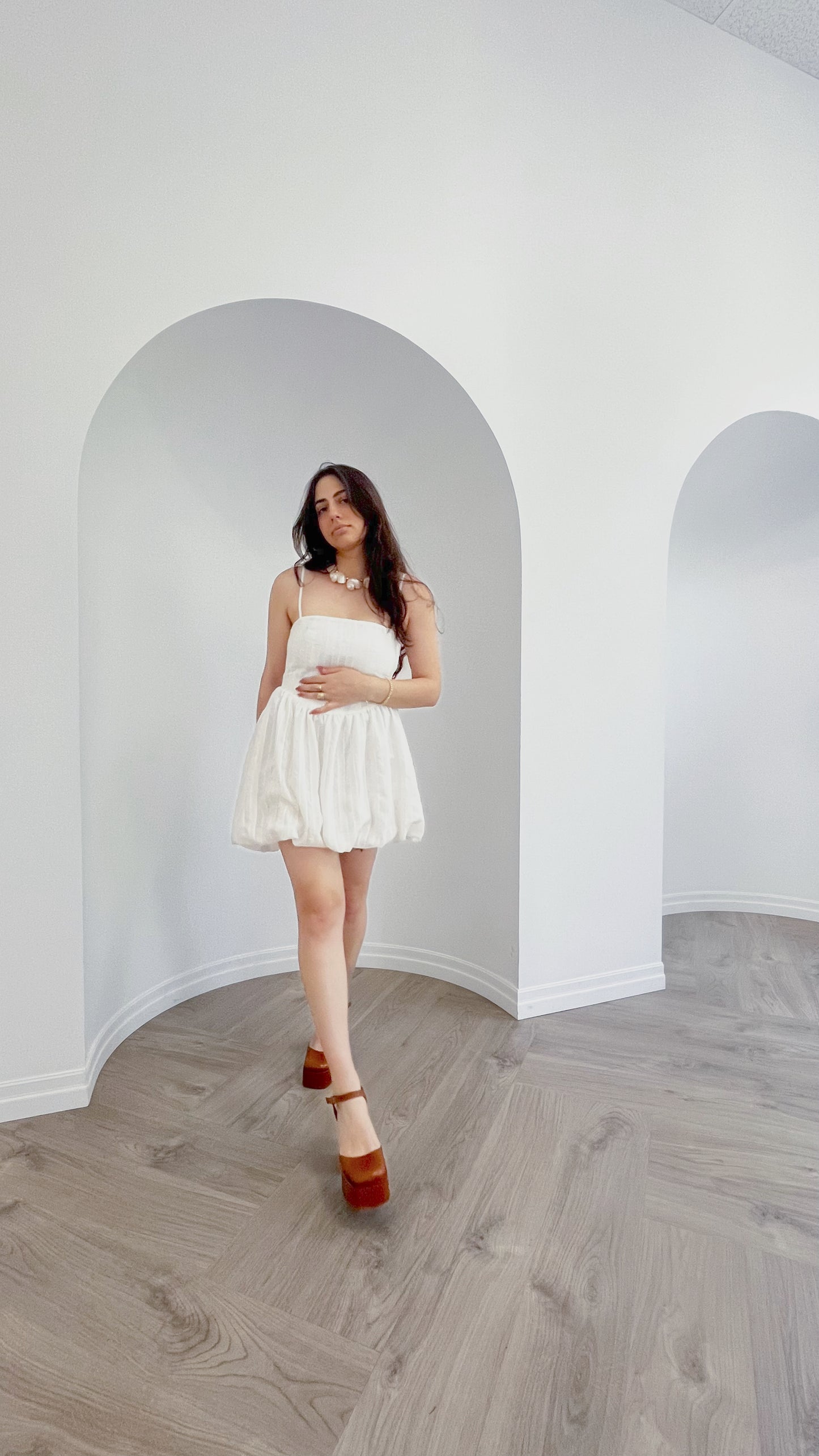 Clara Dress in White Italian Cotton