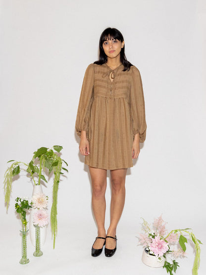 Clio Dress in Brown Italian Cotton