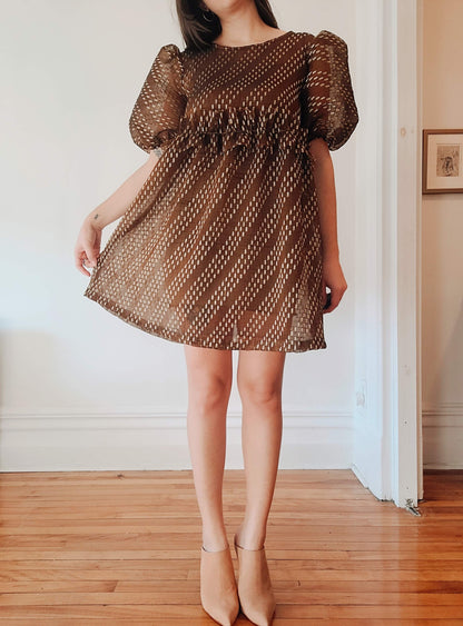 Ophelia Dress in Golden Brown Silk - Custom Fit