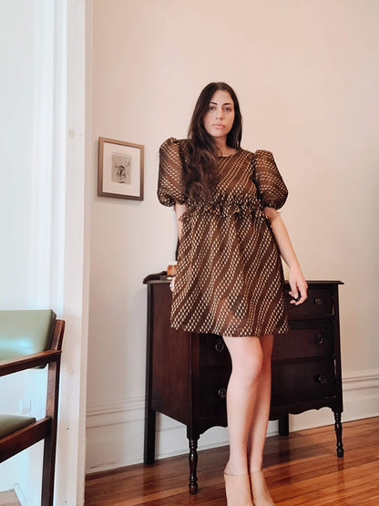 Ophelia Dress in Golden Brown Silk - Custom Fit