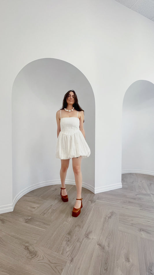 Clara Dress in White Italian Cotton