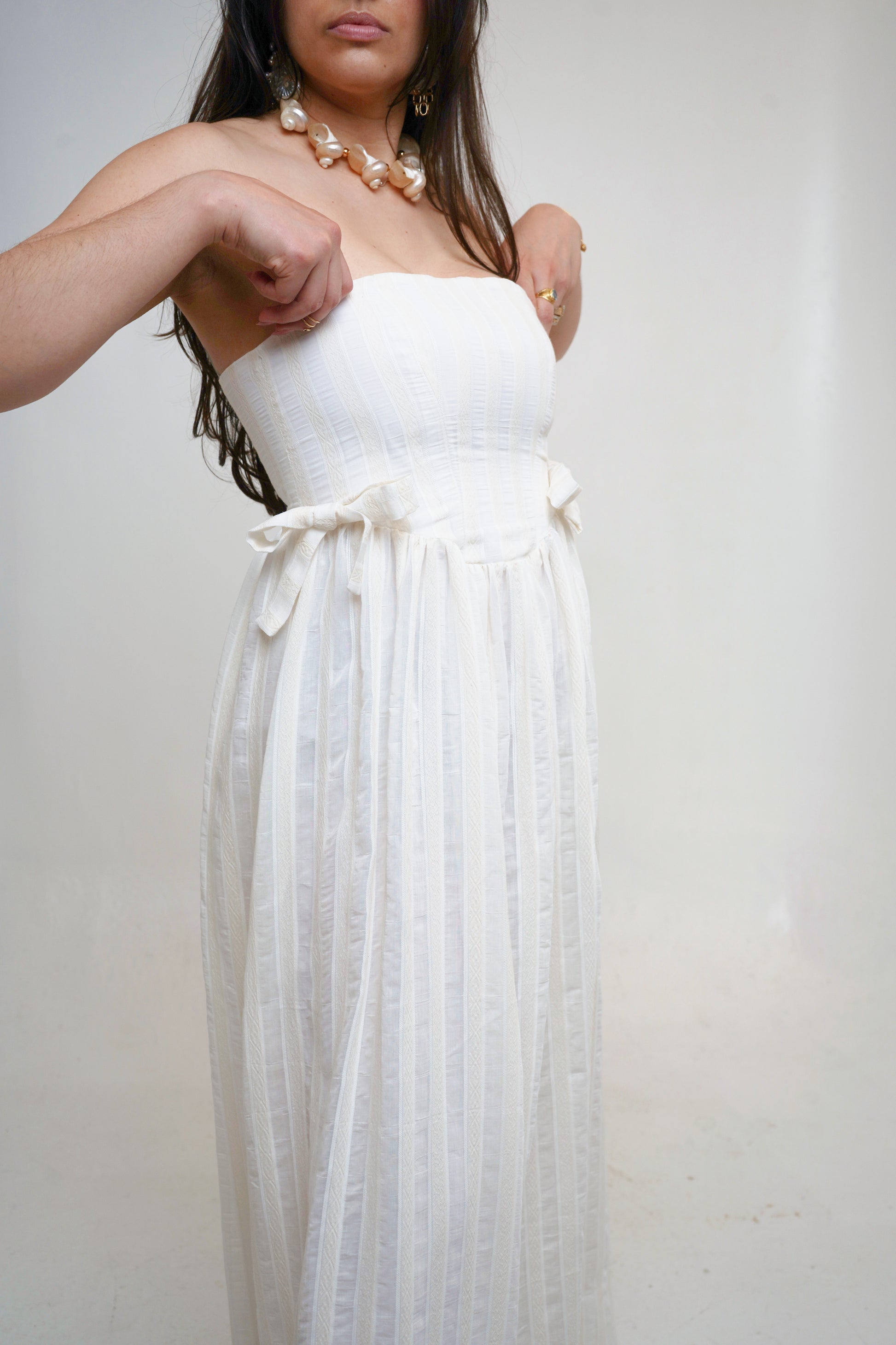 cotton italian dresses Yellow Majolica print cotton bustier maxi dress