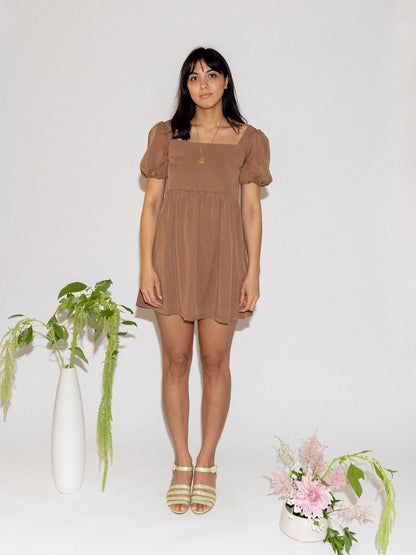 Angelia Dress in Brown Tencel - Custom Fit