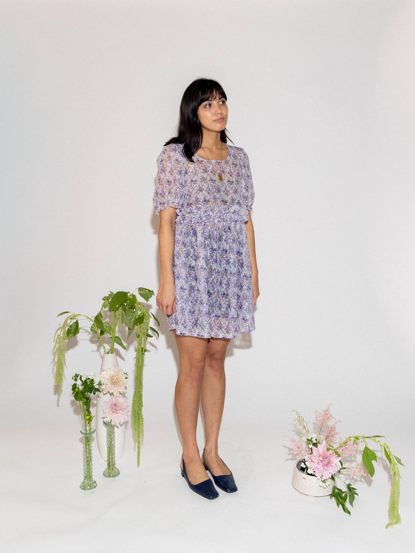 Ophelia Dress in Purple Floral Lace - Custom Fit