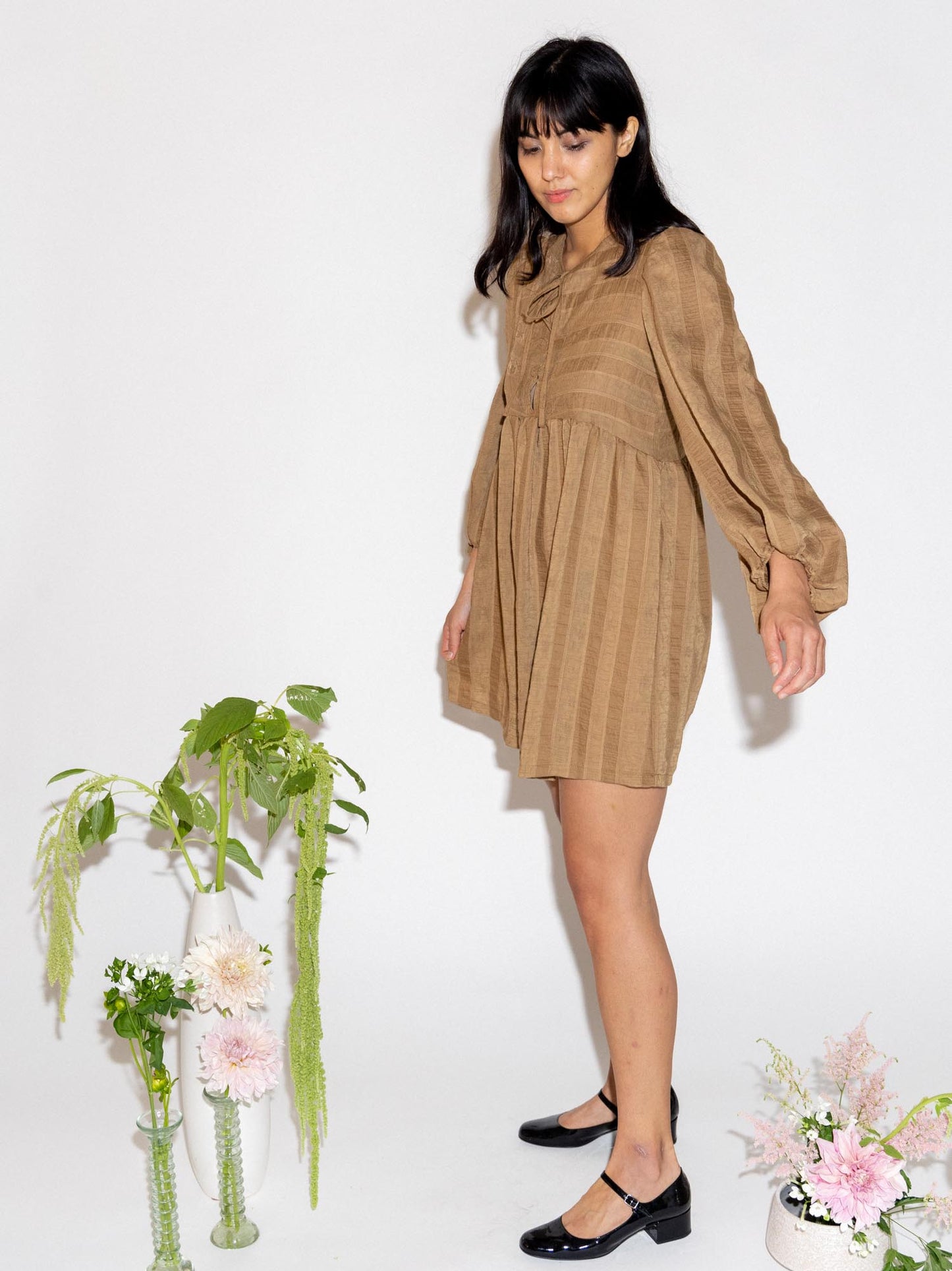 Clio Dress in Brown Italian Cotton