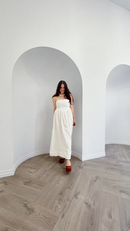 Maria Dress in White Italian Cotton