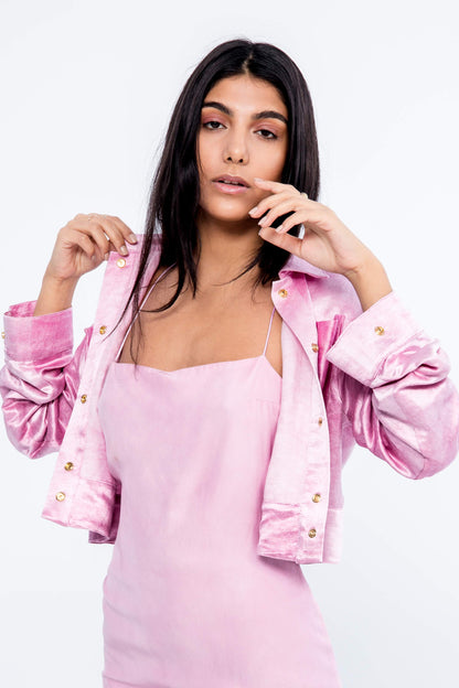 Aura Jacket in Soft Lavender Hemp/ Silk Charmeuse