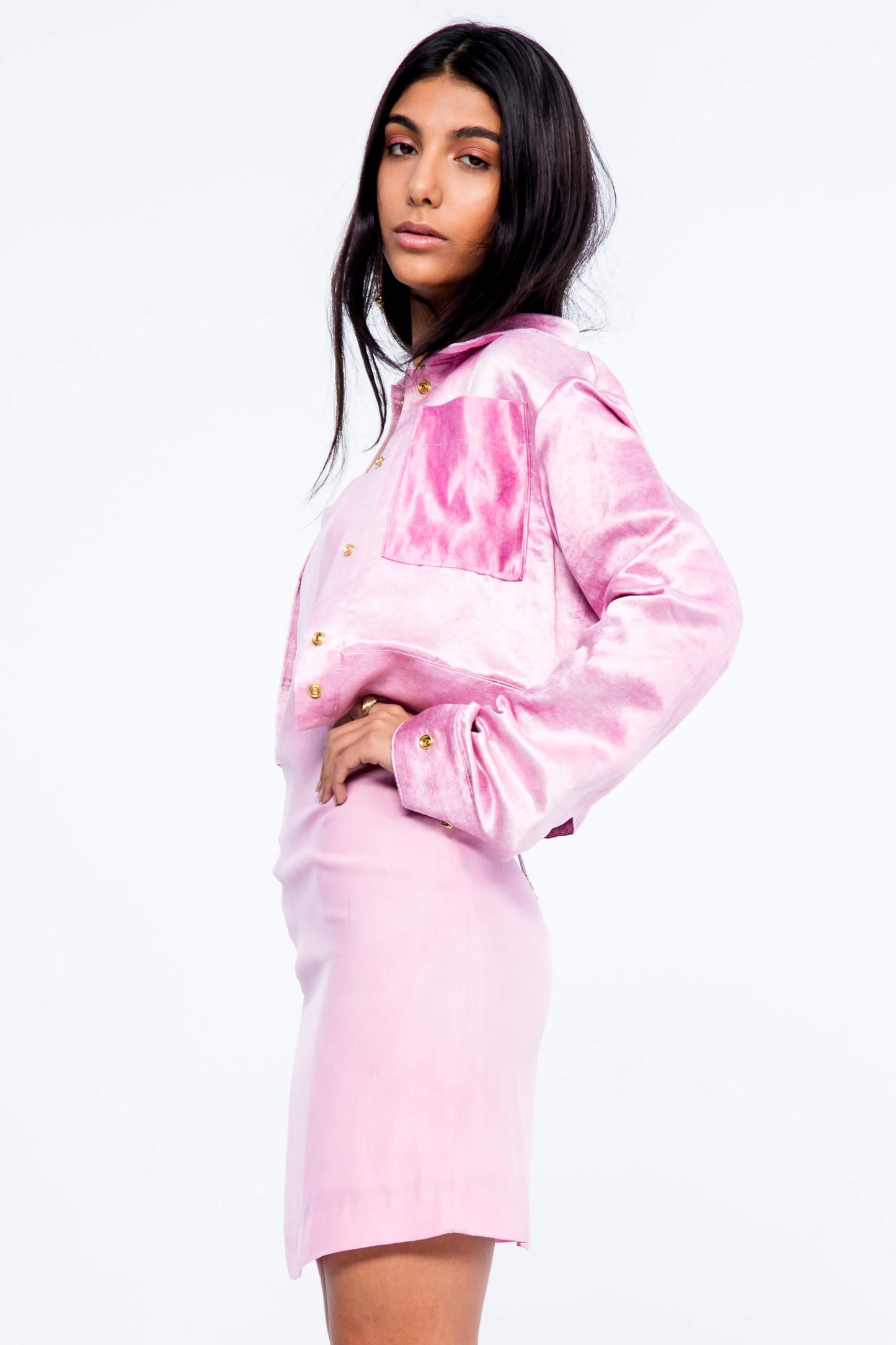 Aura Jacket in Soft Lavender Hemp/ Silk Charmeuse