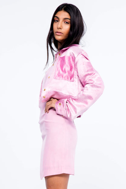 Aura Jacket in Soft Lavender Hemp/ Silk Charmeuse